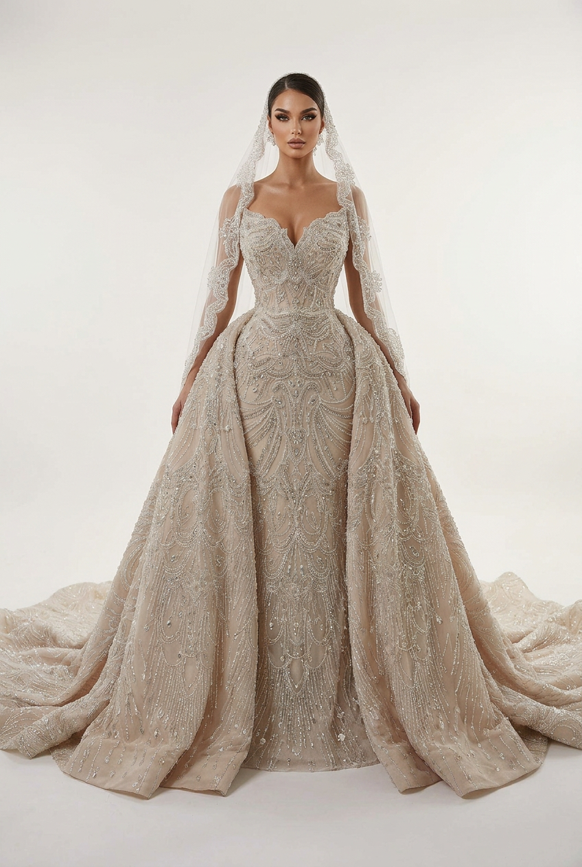 Firefly - Transform the original bridal boutique photo into a clean, high-end luxury bridal camp